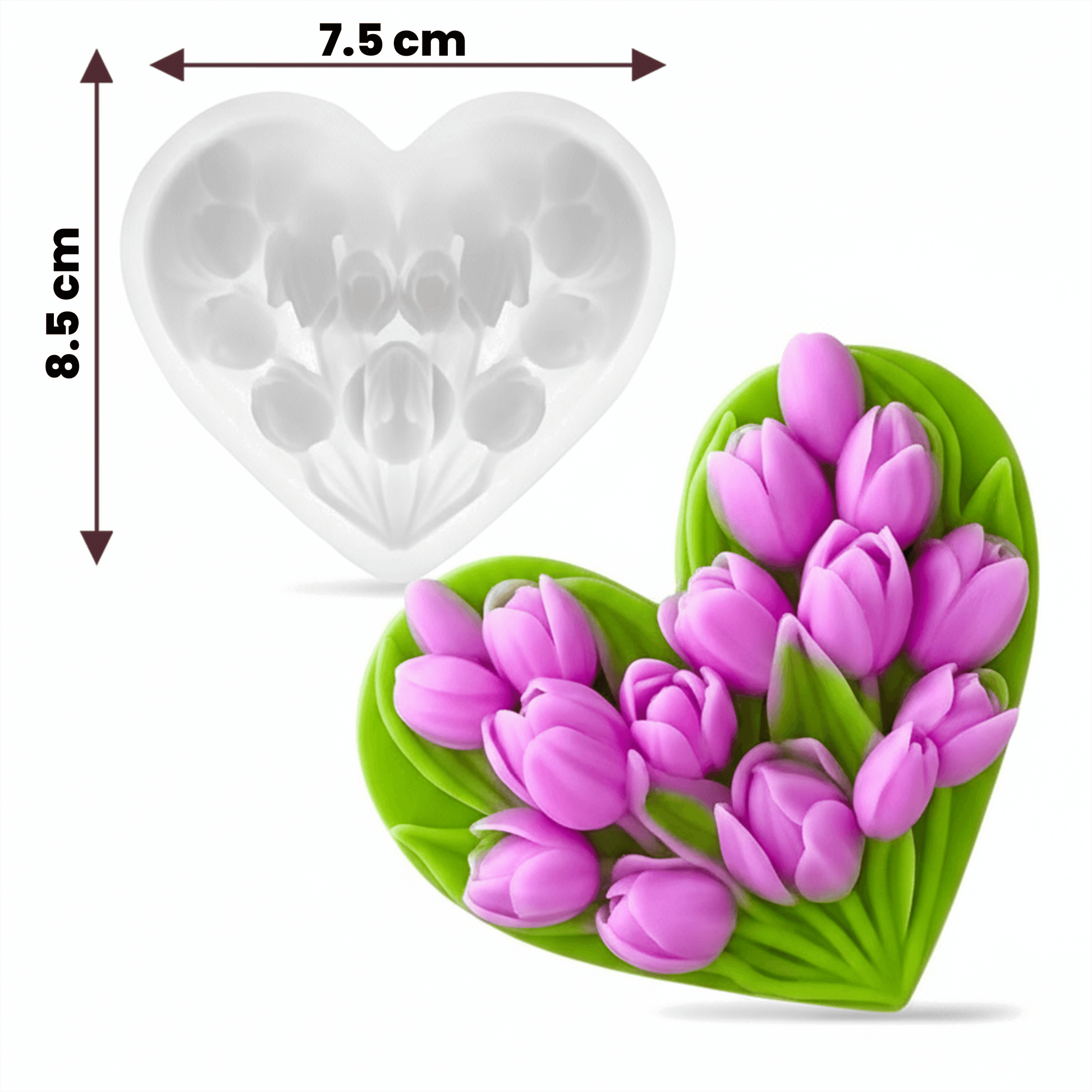 Heart shape tulip fondant flower mould WCM811 for baking and crafts