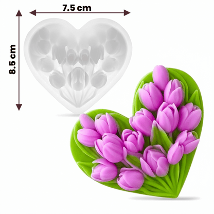 Heart shape tulip fondant flower mould WCM811 for baking and crafts