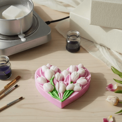 Heart tulip silicone mould WCM811 for cake decorating and DIY crafts