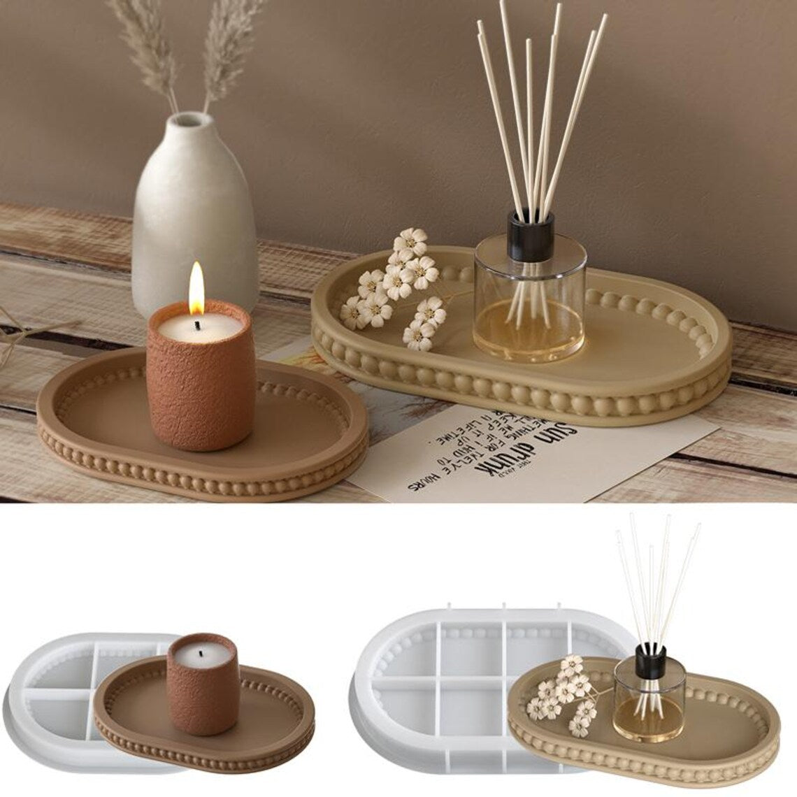 Beaded Edge Oval Tray Mould ARM466 | ARM467