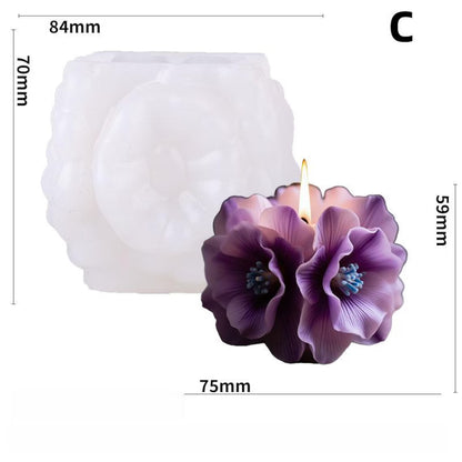 3D Cubic Ruffle Flower Candle Silicone Mold WCM729