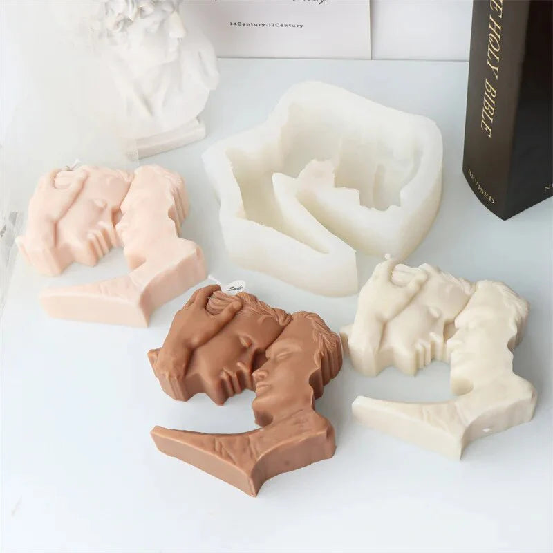 Lovers Face Silicone Mold WCM805 for handmade candles, soap making and DIY craft projects