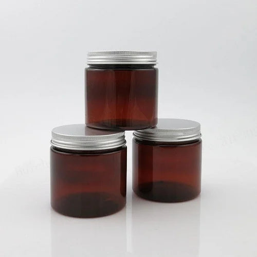 Glass Candle Jars 250ml Amber Silver Cap 6pcs PM159