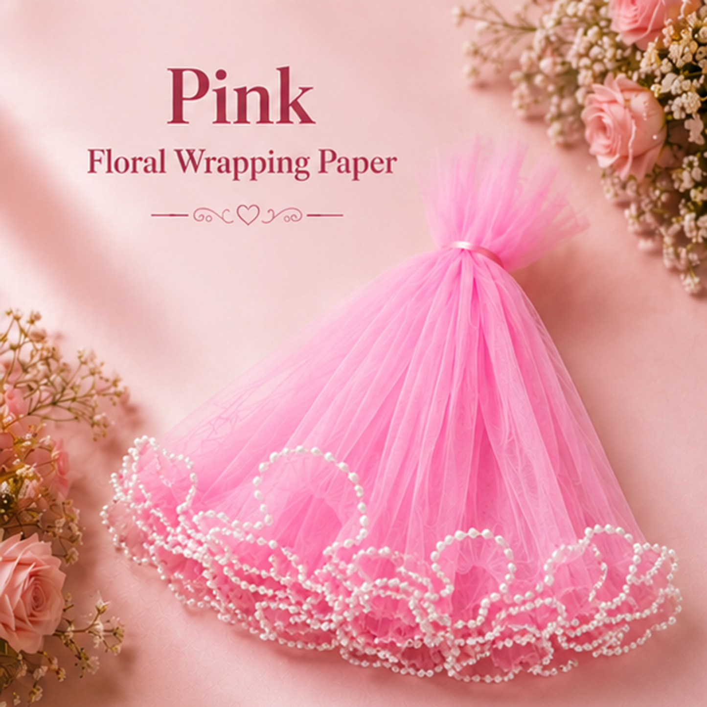 Premium Pearl Edge Bouquet Wrapping Net Fabric| BQN001