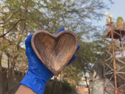 Wooden Candle Heart Bowl 4x4 inches WC002