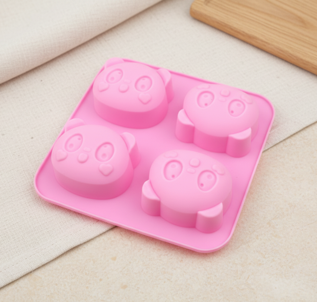 4-Cavity Panda Expression Silicone Mold | SSM275