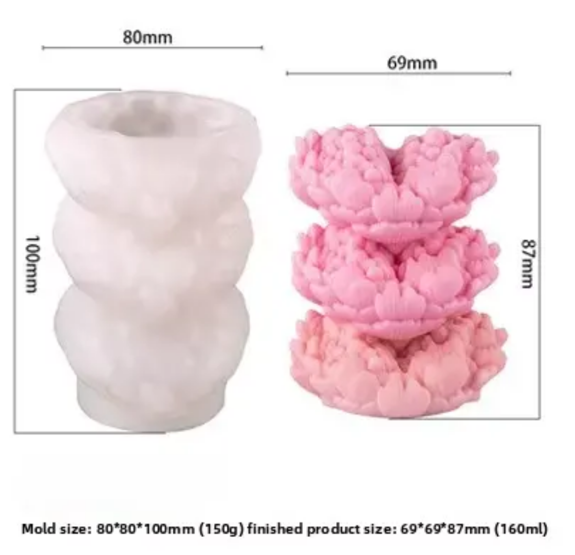 Stacked Rose Heart Mould WCM781