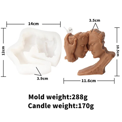 Romantic Couple Face Silicone Mould WCM805 artistic lovers sculpture mold for candle, soap and resin craft