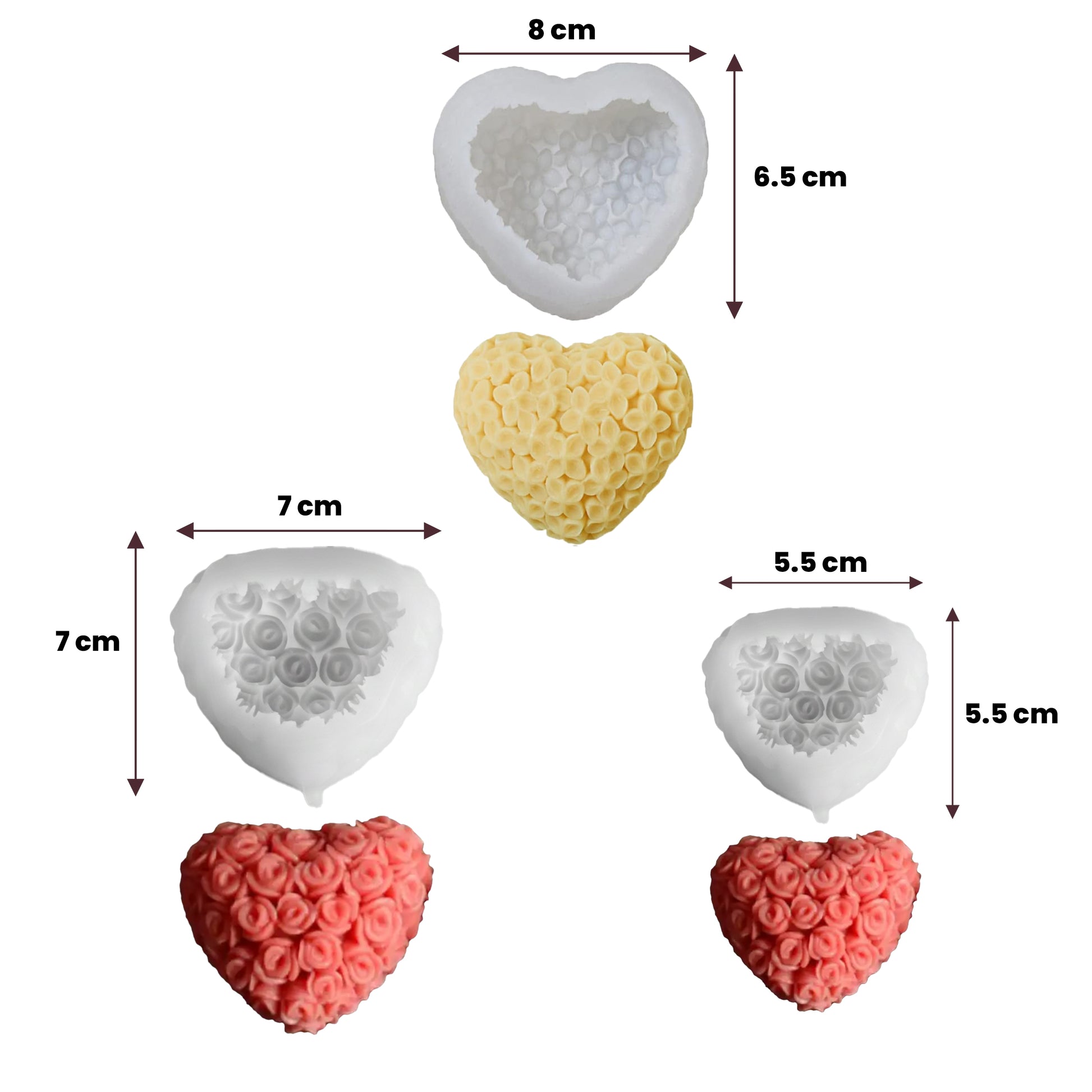Premium rose heart silicone mold WCM813 for handmade decor creations