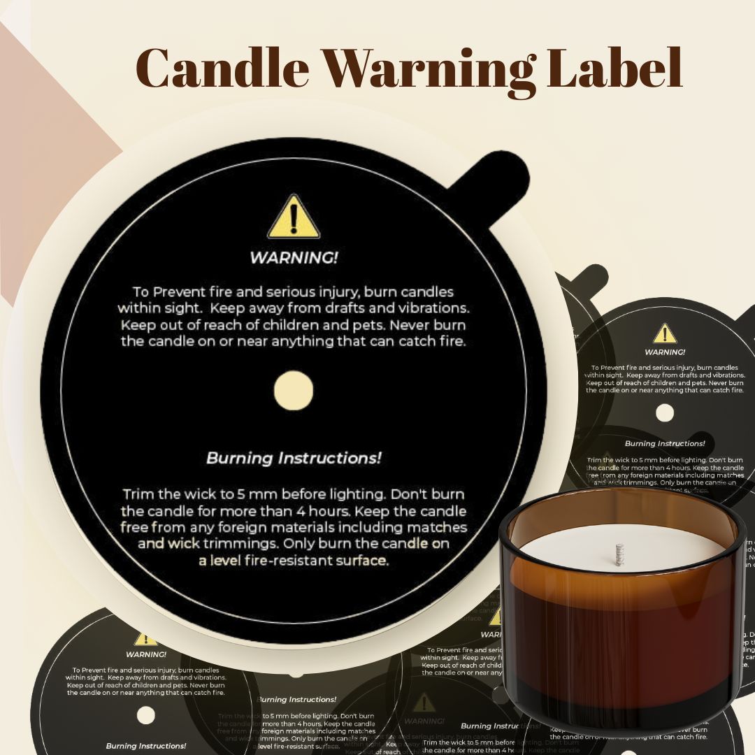 Candle Warning Label Black 6cm (50 PCS )PM387